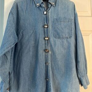 Denim Button-Up Shirt/vintage 1980s size  S